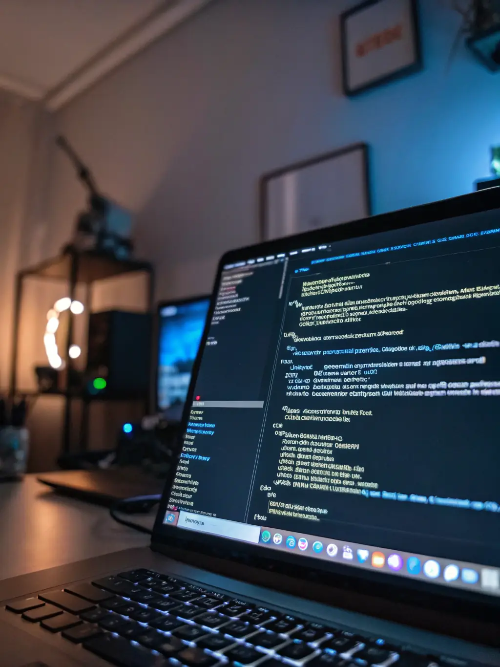 A close-up shot of lines of code on a computer screen, symbolizing custom software development at Aurumschoener.