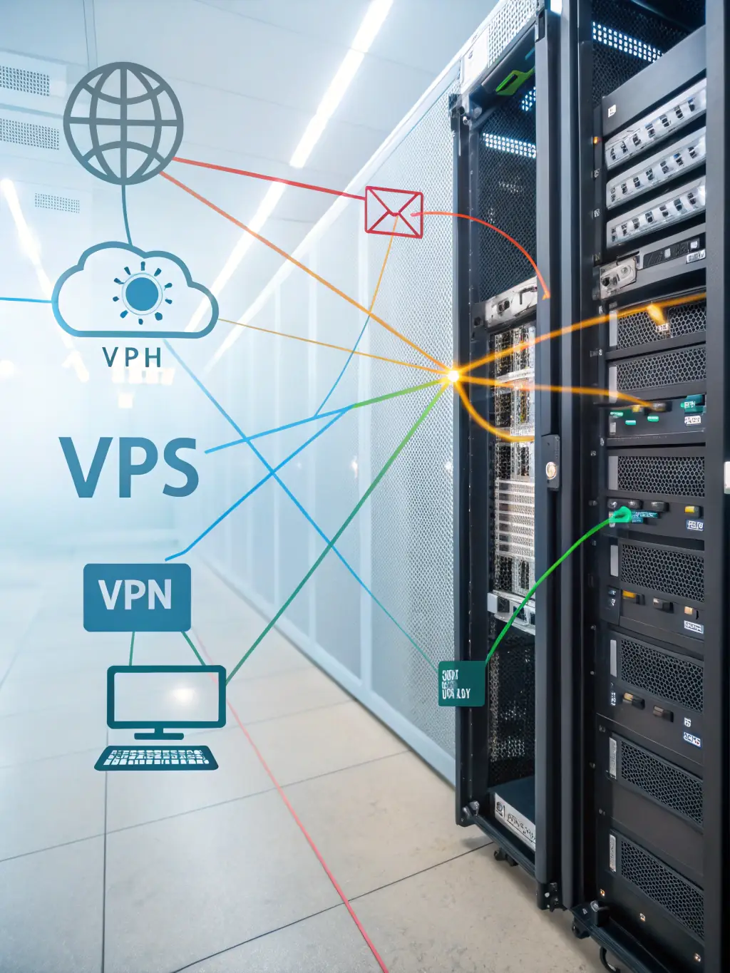 A network diagram with servers and computers connected, representing Aurumschoener's network management services.